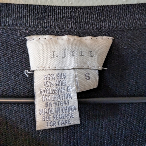 Vintage 90's J. Jill Black Silk Beaded Cardigan Size S - Picture 7 of 7